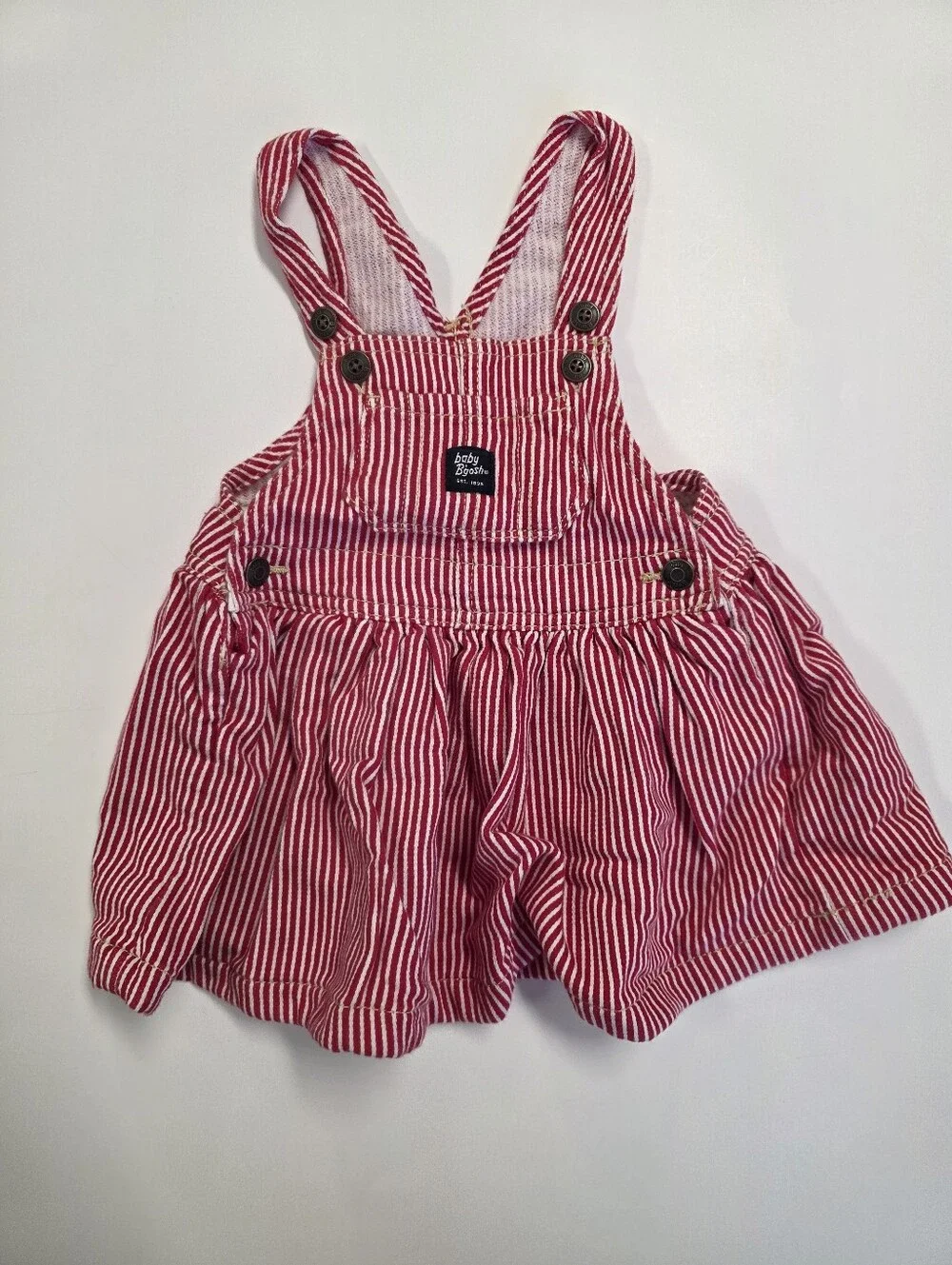 Osh Kosh B'gosh Red & White Striped Kids Overall Dress